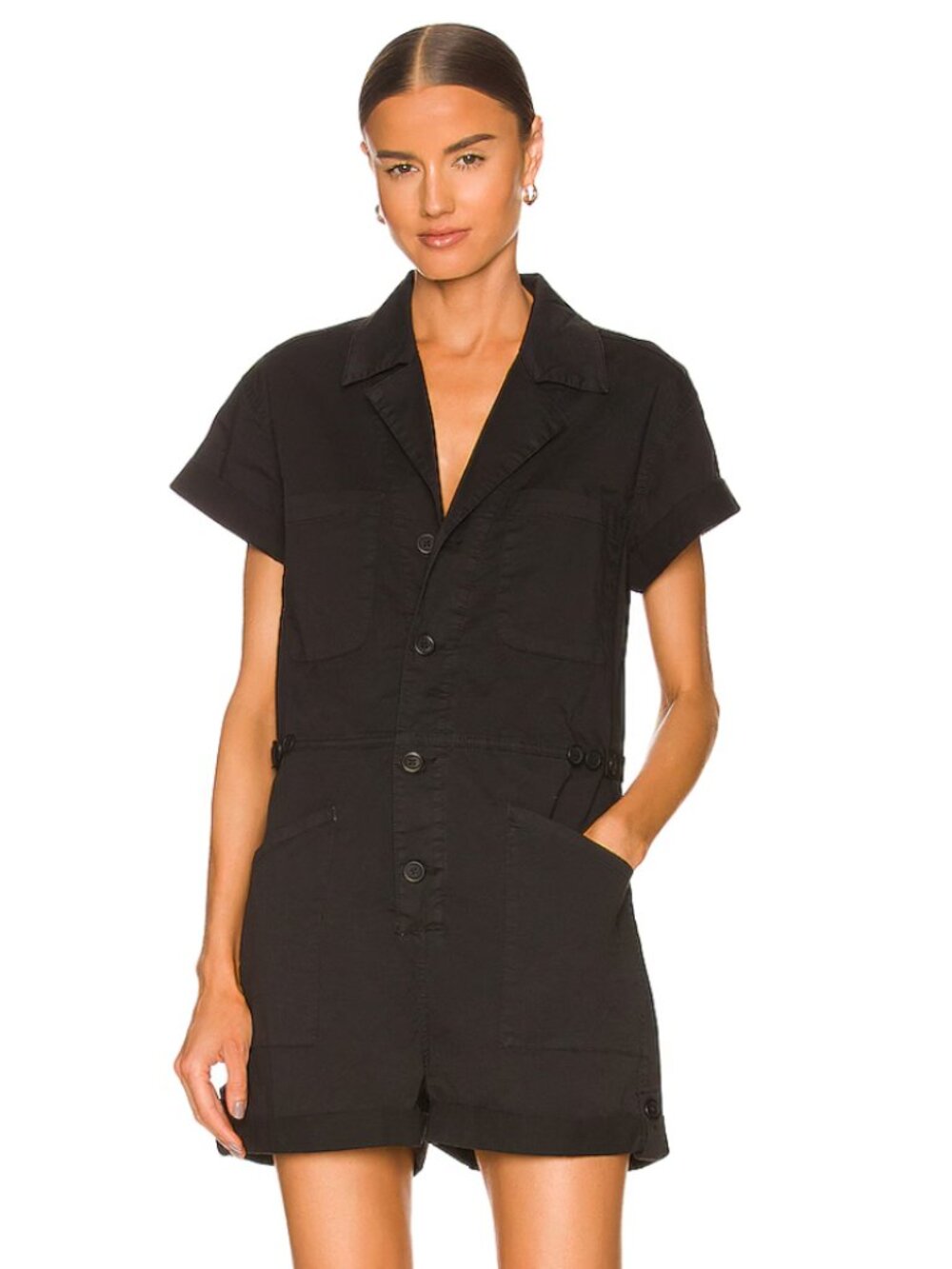 Pistola | Parker Short Sleeve Romper in Fade to Black